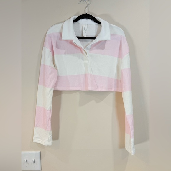 Missguided Tops - 🔥NWOT Missguided  Women’s Cropped  Rugby Polo Pink & White Stripes Size M 🔥